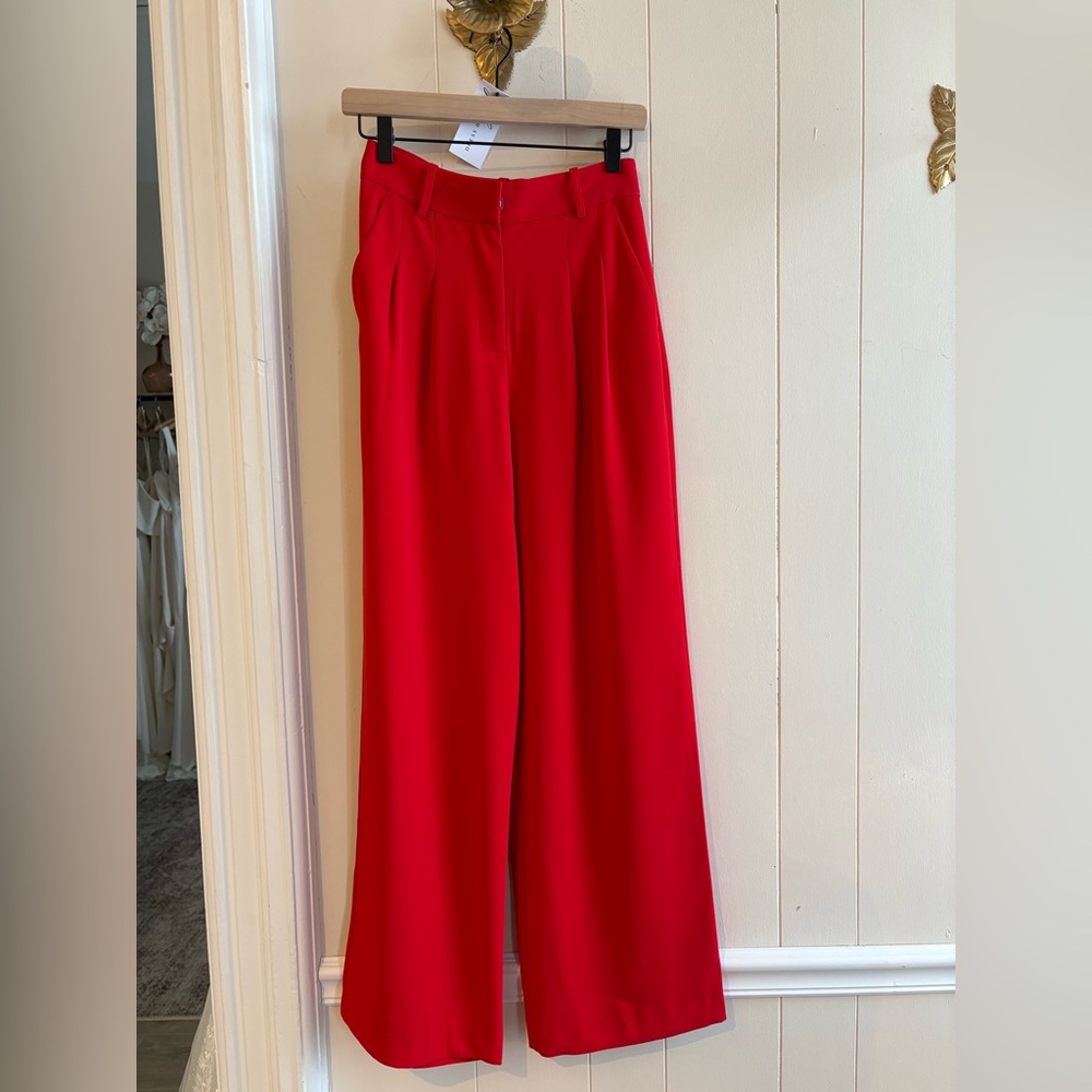 High rise tailored trousers red
